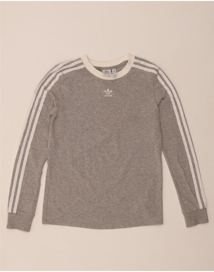 ADIDAS Womens Top Manga Longa UK 6 XS Cinza Flecked Algodão