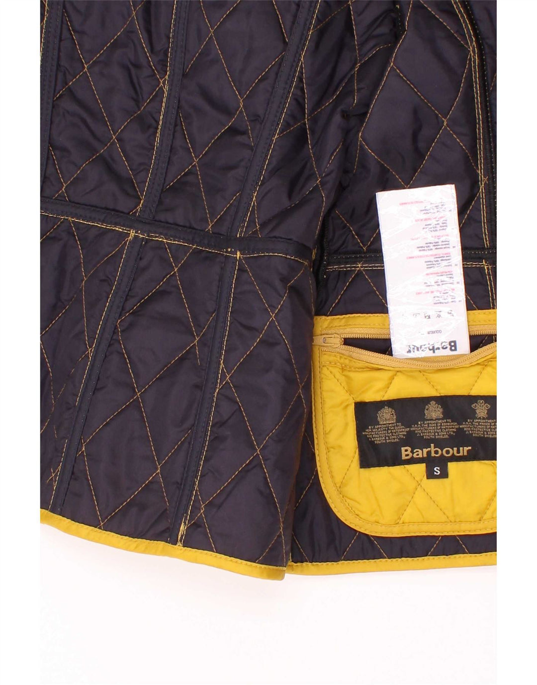 Jaqueta acolchoada feminina Barbour 5-6 anos de poliamida colorblock amarelo pequeno