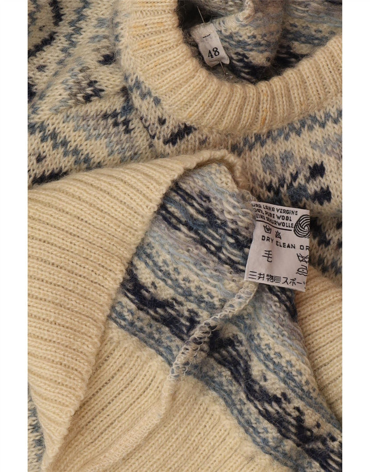 Suéter masculino Silvy com gola redonda IT 48 médio bege Fair Isle