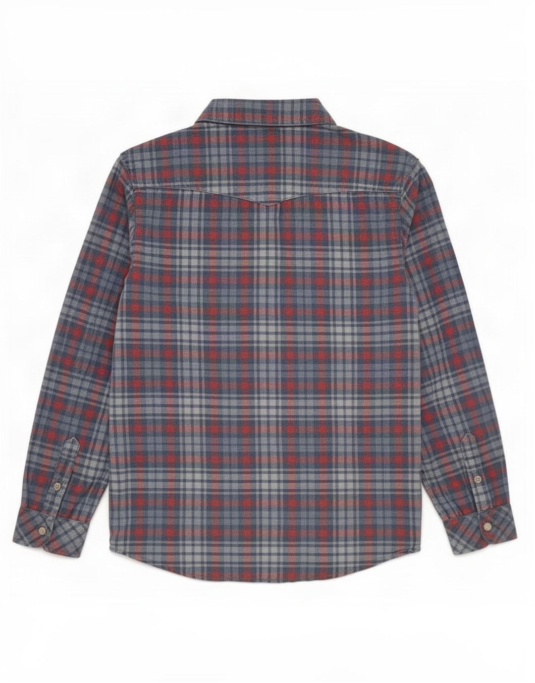Camisa Lee Boys Regular Fit 7-8 Anos Azul Xadrez Algodão