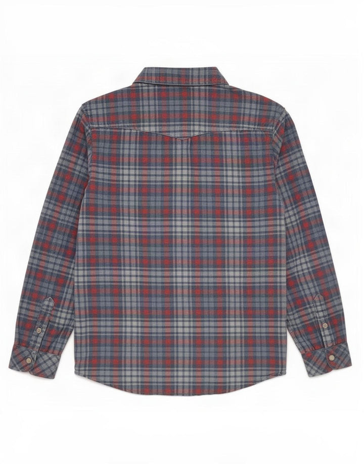 Camisa Lee Boys Regular Fit 7-8 Anos Azul Xadrez Algodão