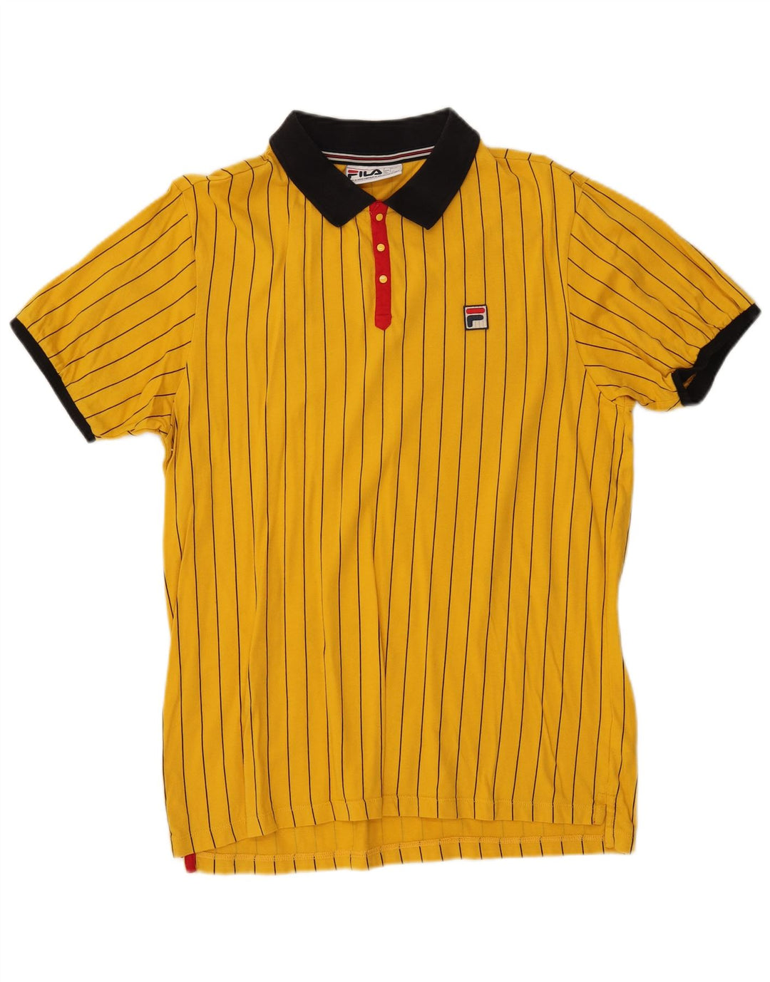 Camisa polo masculina FILA grande algodão listrado amarelo