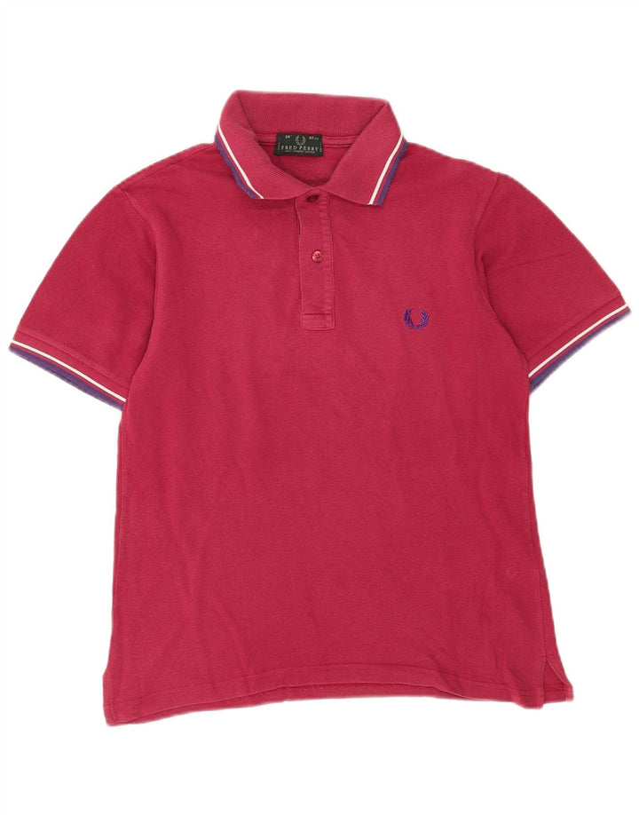 Camisa polo masculina Fred Perry pequena de algodão rosa