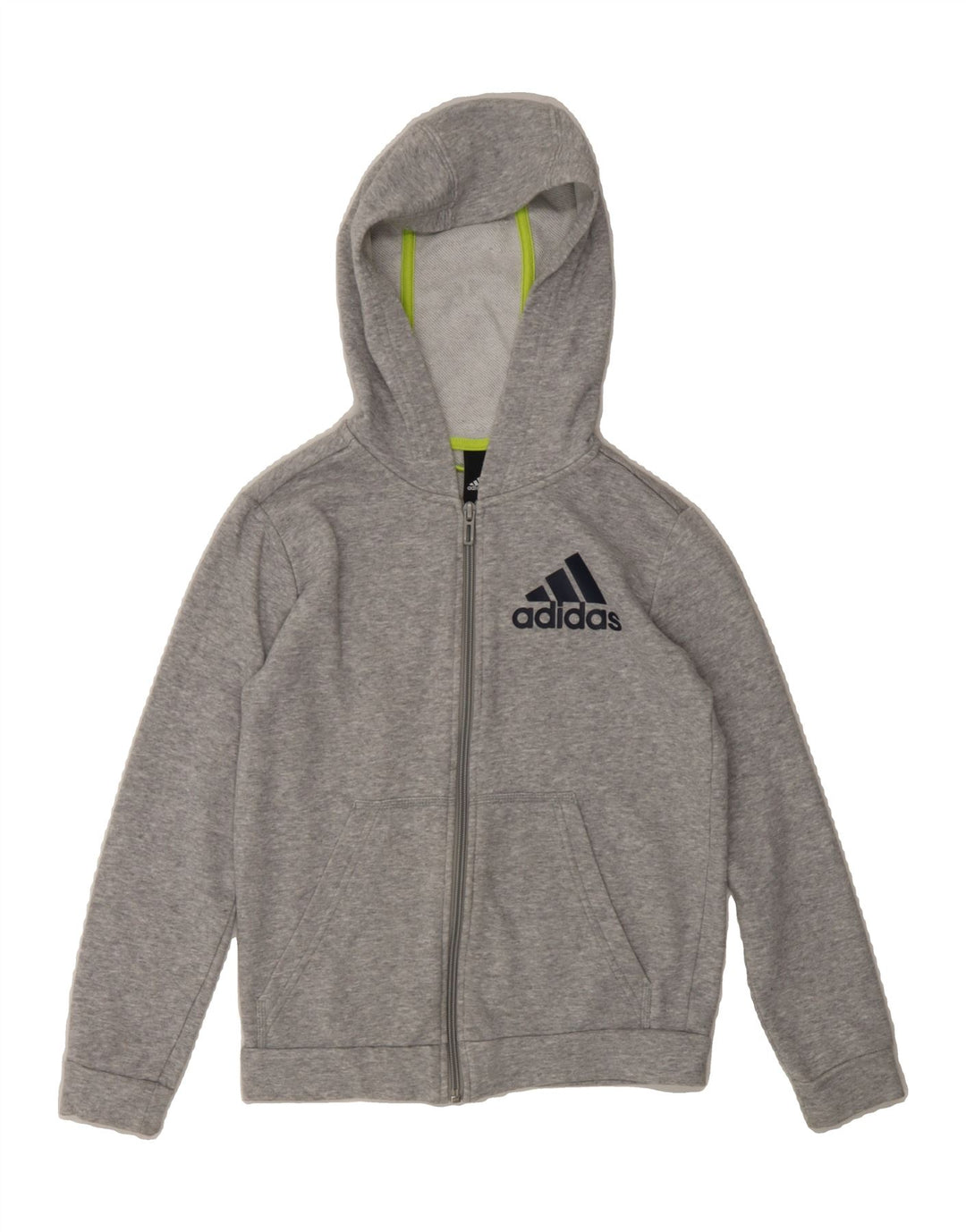 ADIDAS Boys Zip Hoodie Sweater 9-10 Years Grey Cotton Vintage Adidas and Second-Hand Adidas from Messina Hembry 