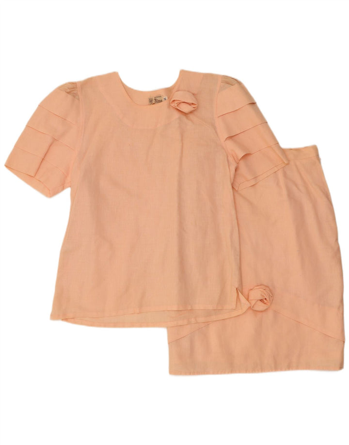 VINTAGE Womens 2 Piece Skirt Set IT 44 Medium W28  Pink Linen