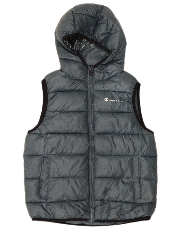 Colete acolchoado com capuz para meninos Champion 13-14 anos XL cinza poliéster