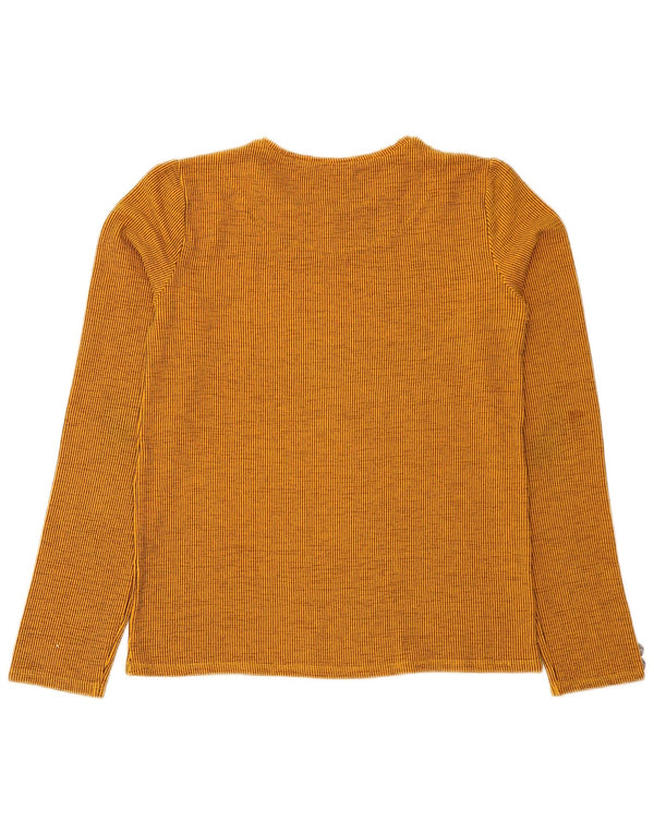Top feminino Zara de manga comprida UK 12 listrado laranja médio