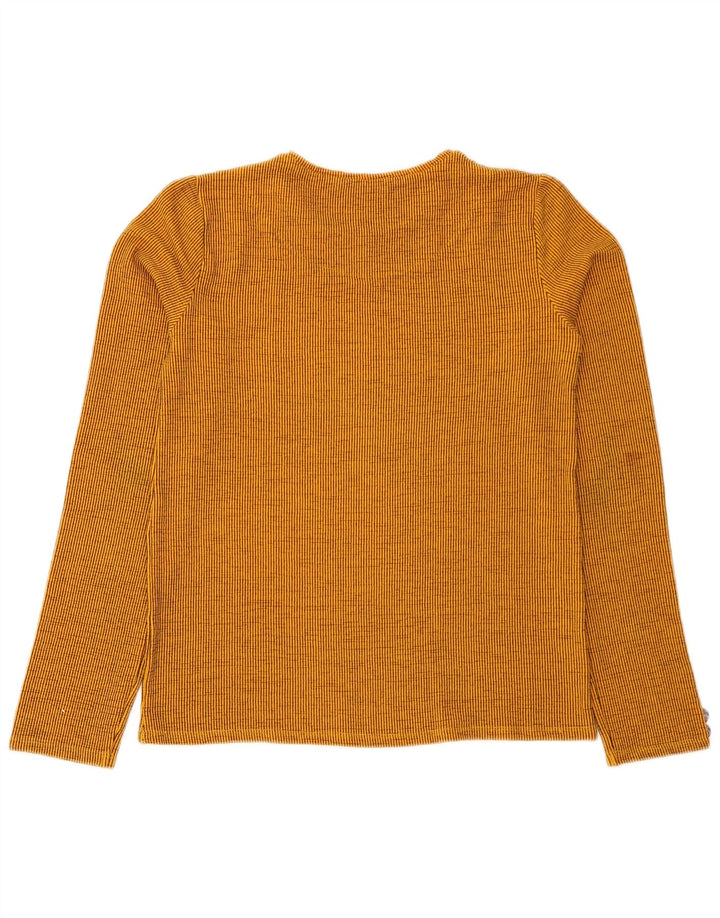 Top feminino Zara de manga comprida UK 12 listrado laranja médio
