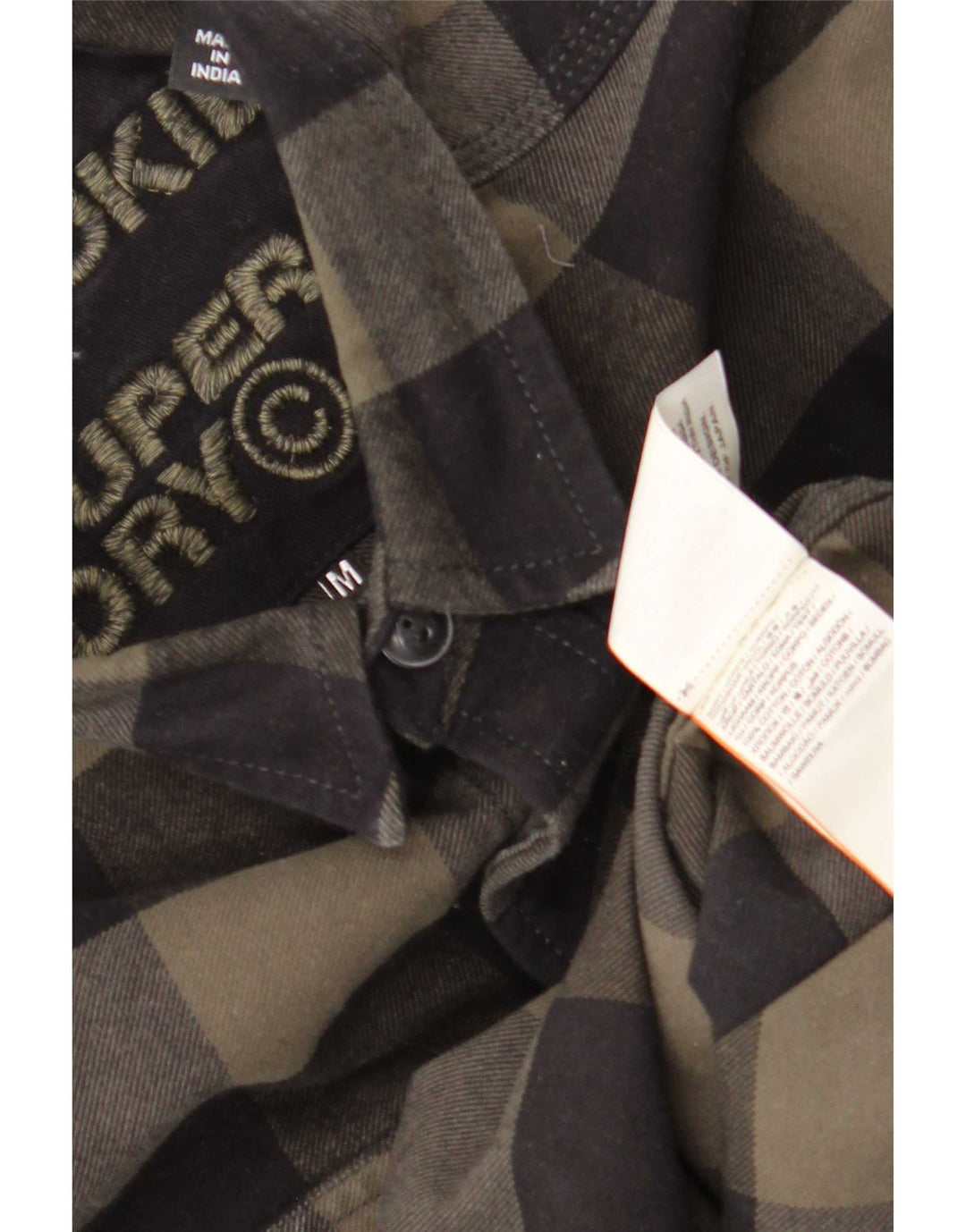 Camisa masculina Superdry de flanela Lumberjack médio cáqui algodão guingão