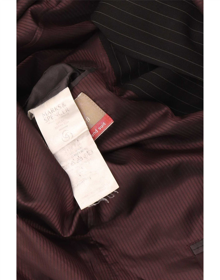 Jaqueta blazer masculina de 2 botões Marks & Spencer UK 42 listra preta grande