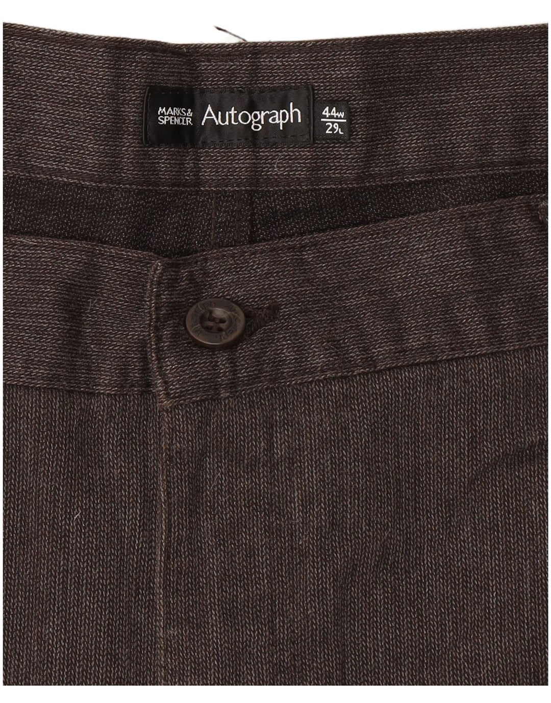 Calça casual masculina Autograph da Marks & Spencer W44 L29 espinha de peixe marrom