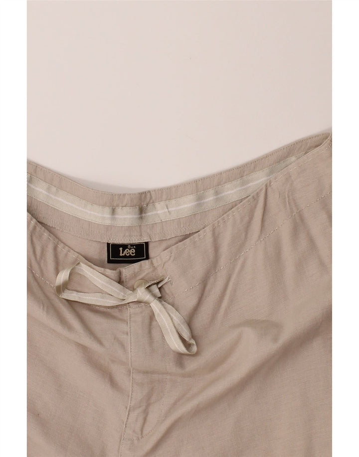LEE Womens Straight Cropped Trousers US 18 2XL W36 L23 Beige Linen Vintage Lee and Second-Hand Lee from Messina Hembry 