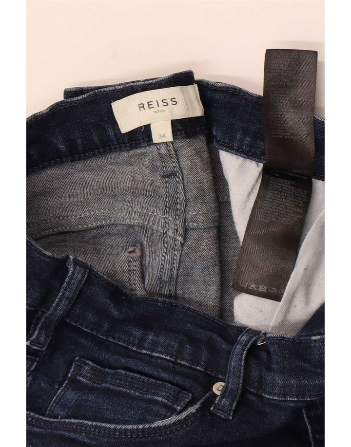 Reiss Mens Slim Jeans W34 L30 Azul Marinho Algodão