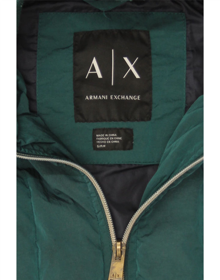 Jaqueta feminina acolchoada com capuz grande Armani Exchange Reino Unido 10 pequena verde
