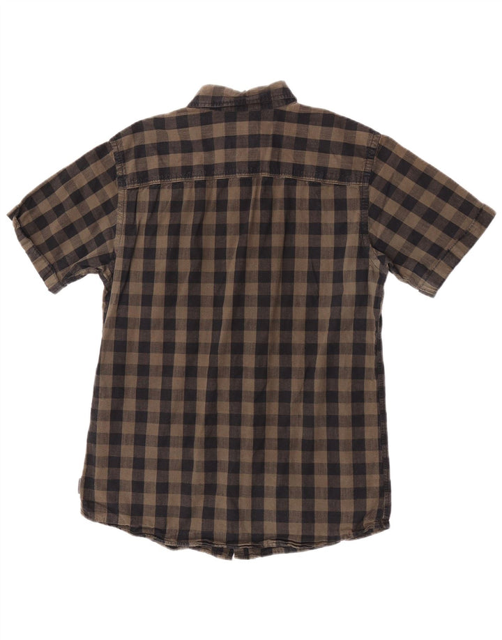 Camisa masculina de ajuste regular Jack & Jones, algodão guingão marrom médio