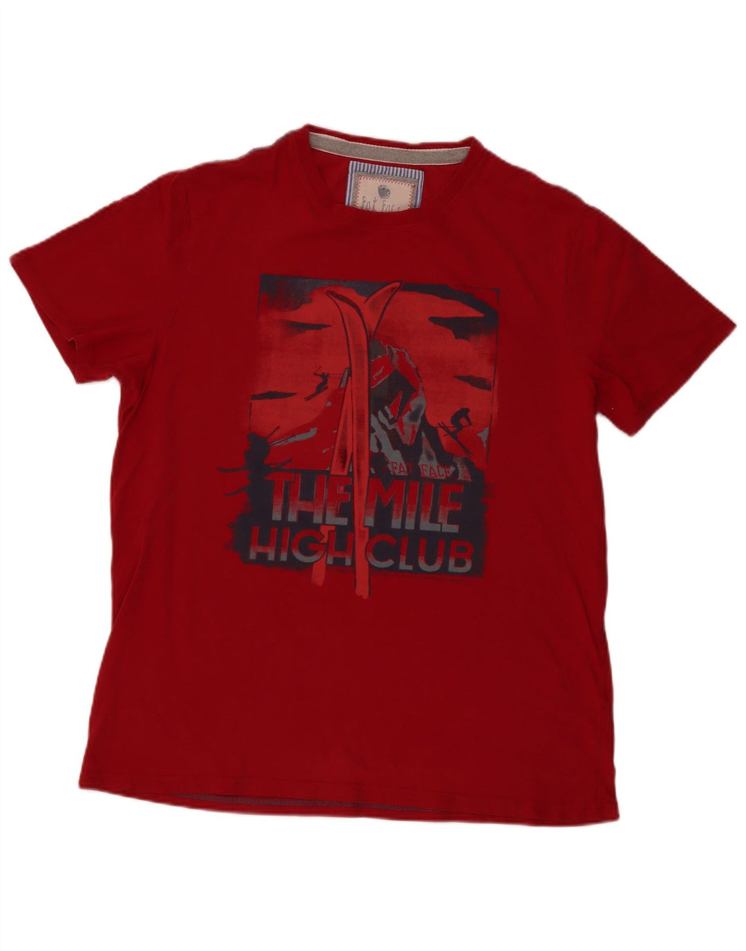 Camiseta gráfica masculina Fat Face Top XL algodão vermelho