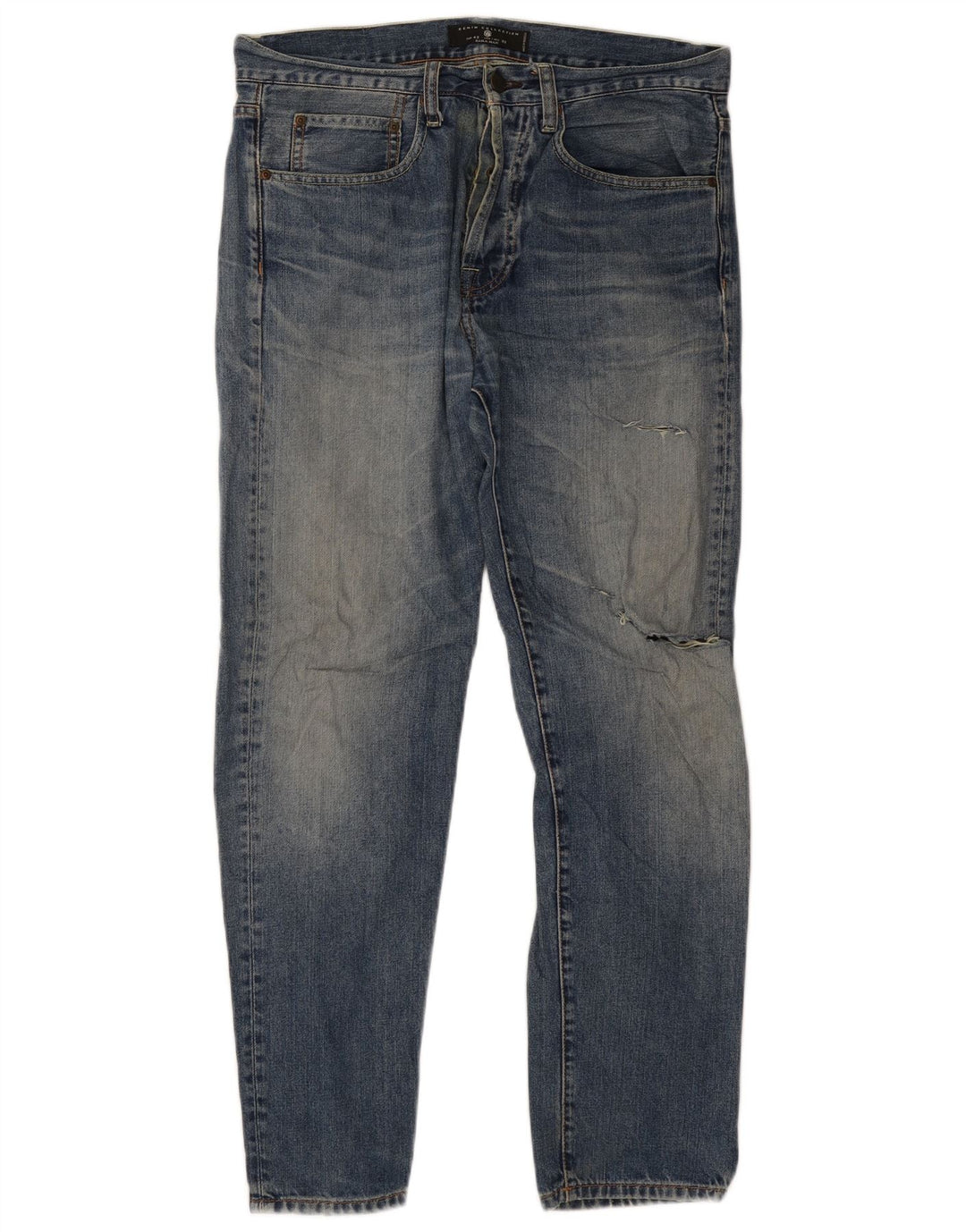 Zara Mens Jeans Slim Distressed EU 42 Grande W32 L30 Azul