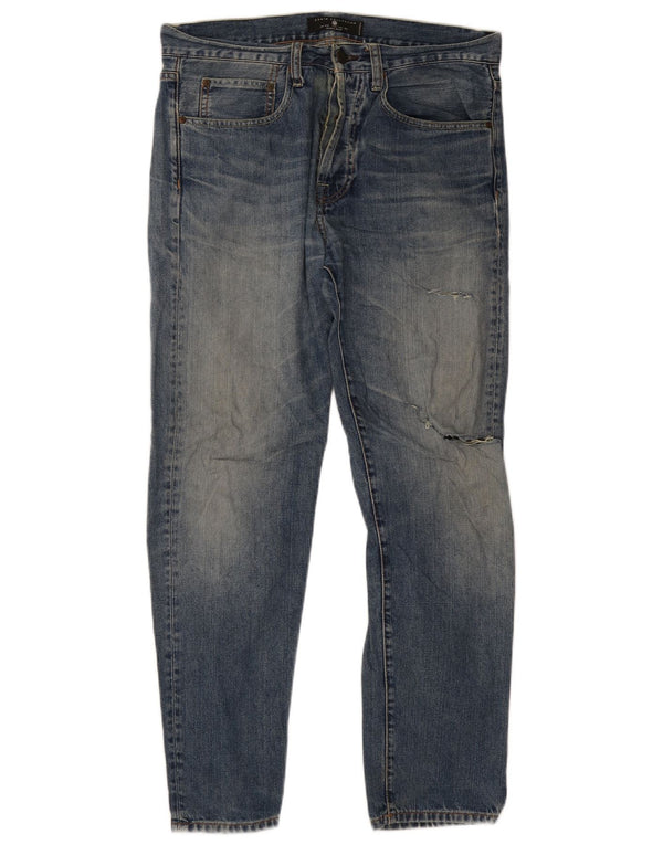 Zara Mens Jeans Slim Distressed EU 42 Grande W32 L30 Azul