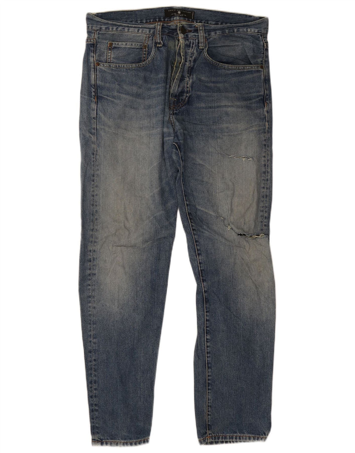 Zara Mens Jeans Slim Distressed EU 42 Grande W32 L30 Azul