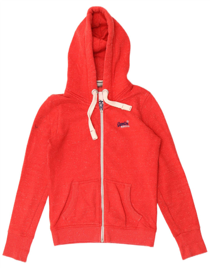 Suéter masculino com capuz e zíper SUPERDRY pequeno poliéster manchado vermelho