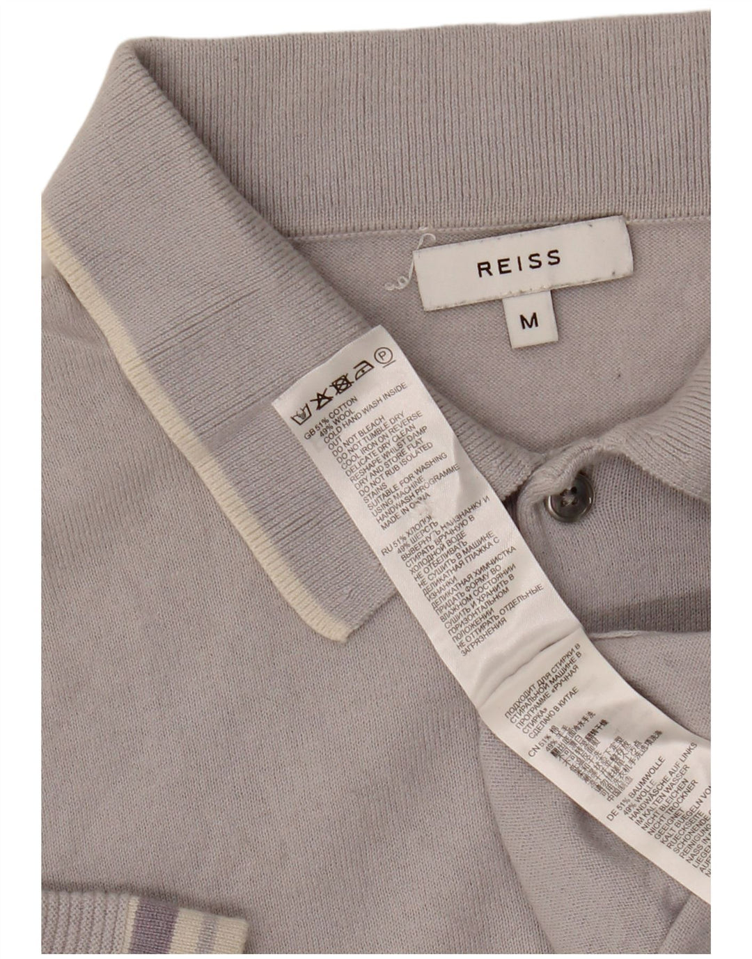 Camisa polo masculina Reiss algodão cinza médio