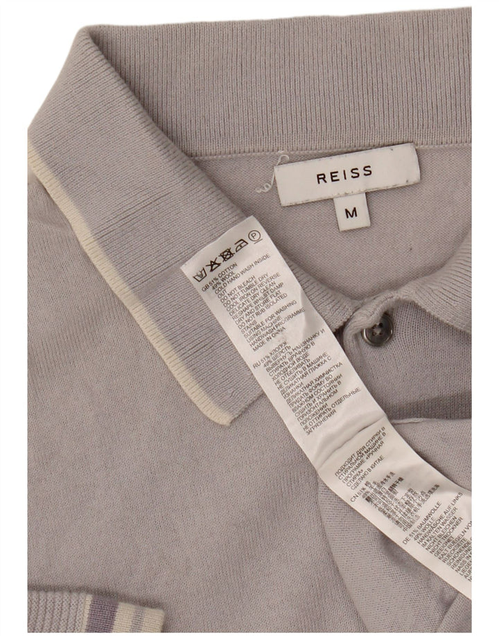Camisa polo masculina Reiss algodão cinza médio