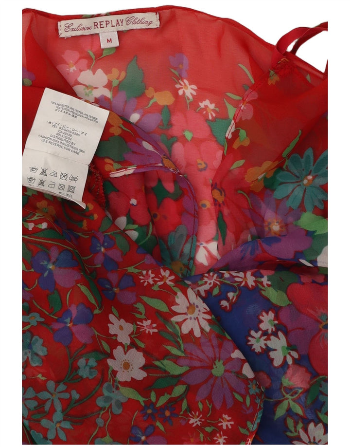 Blusa feminina Replay UK 14 poliéster floral vermelho médio