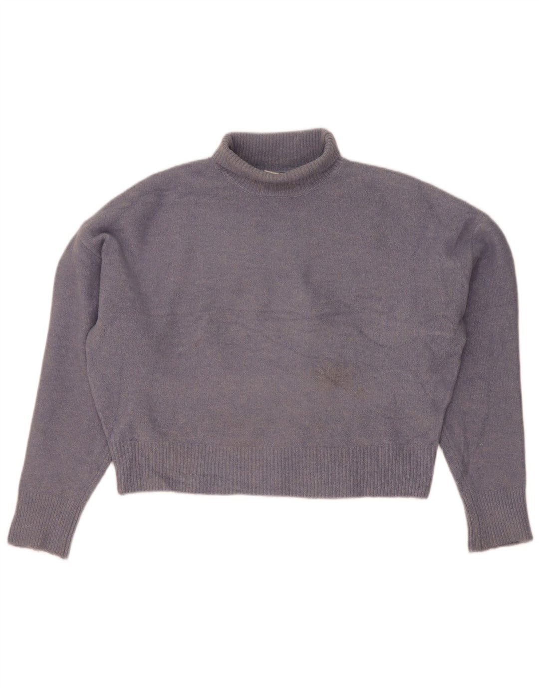 Zara Suéter feminino cropped oversized com gola redonda Reino Unido 14 azul médio