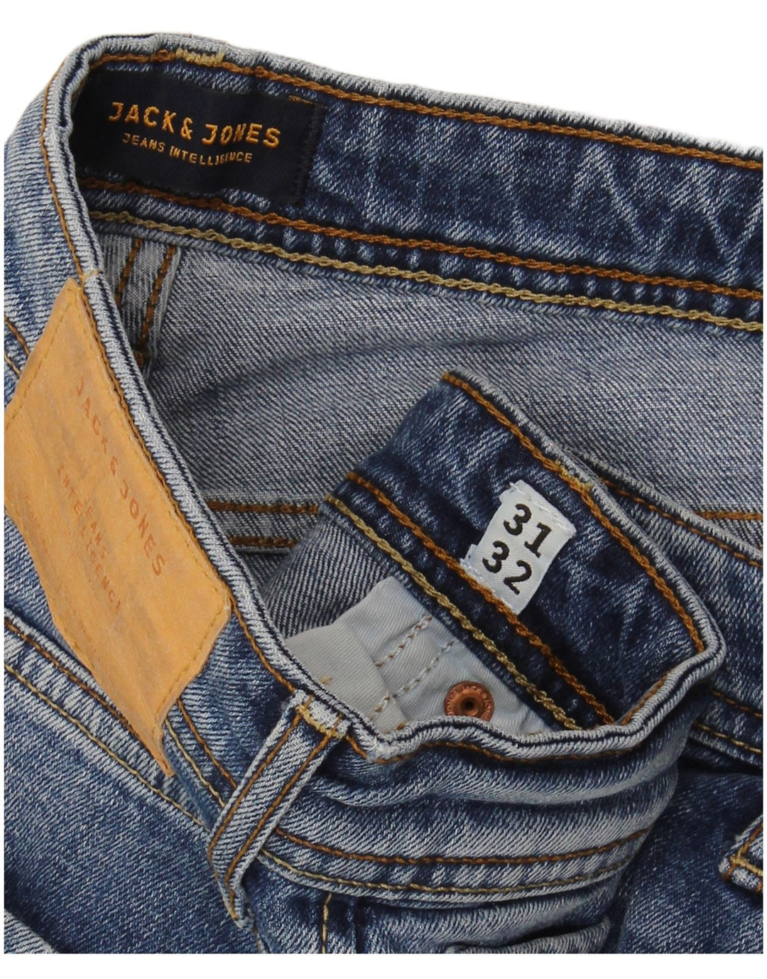 JACK & JONES Masculino GLENN Distressed Slim Jeans W31 L32 Azul Algodão