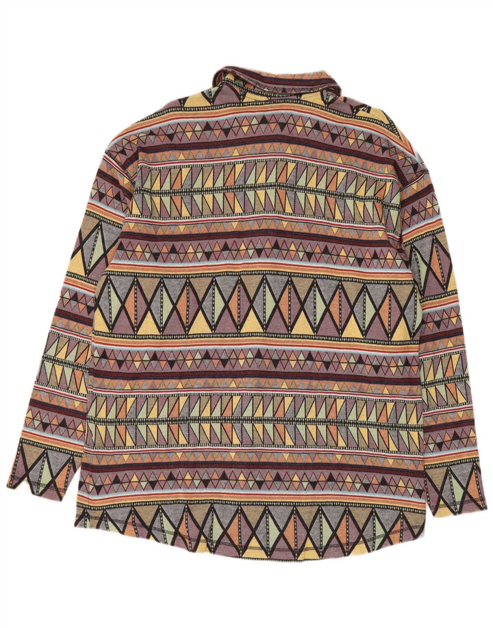 Camisa masculina de flanela S.Oliver de algodão geométrico multicolorido médio