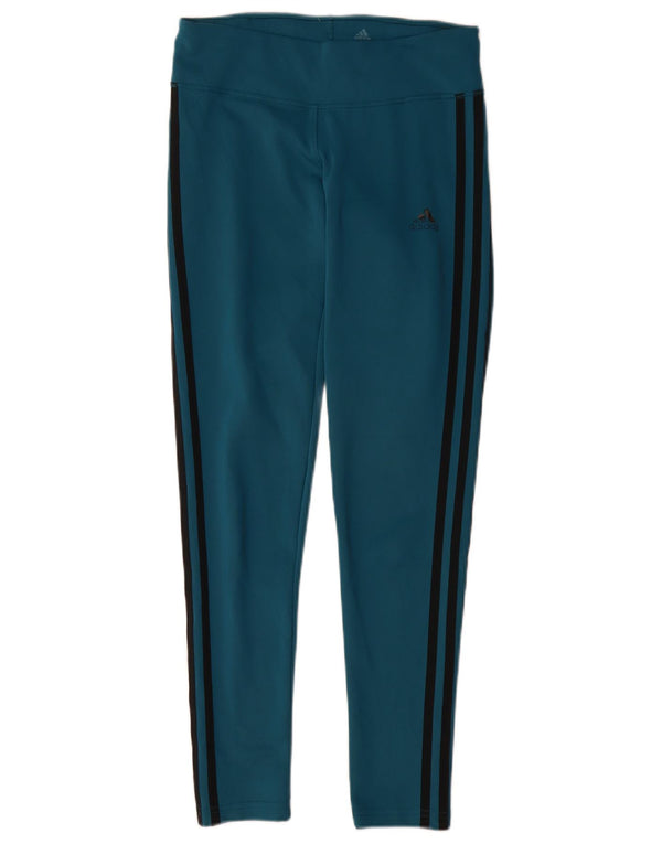 Adidas Womens Climalite Leggings UK 8/10 Pequeno Azul Poliéster
