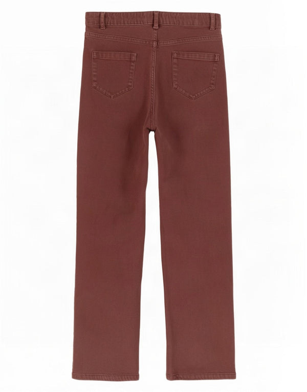 Calça feminina reta casual Marks & Spencer UK 10 pequena W28 L27 marrom