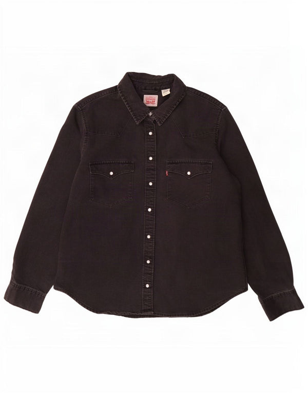 Camisa jeans feminina Levi's UK 18 XL algodão preto