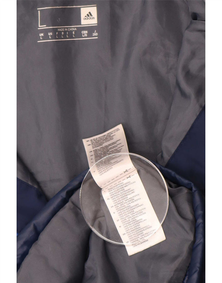 Jaqueta acolchoada masculina Adidas UK 40 grande poliéster azul marinho