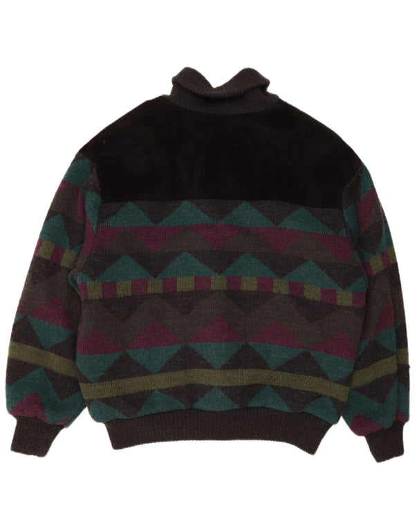 Angelo Litrico Suéter Cardigan Masculino IT 56/58 XL Preto Geométrico Acrílico