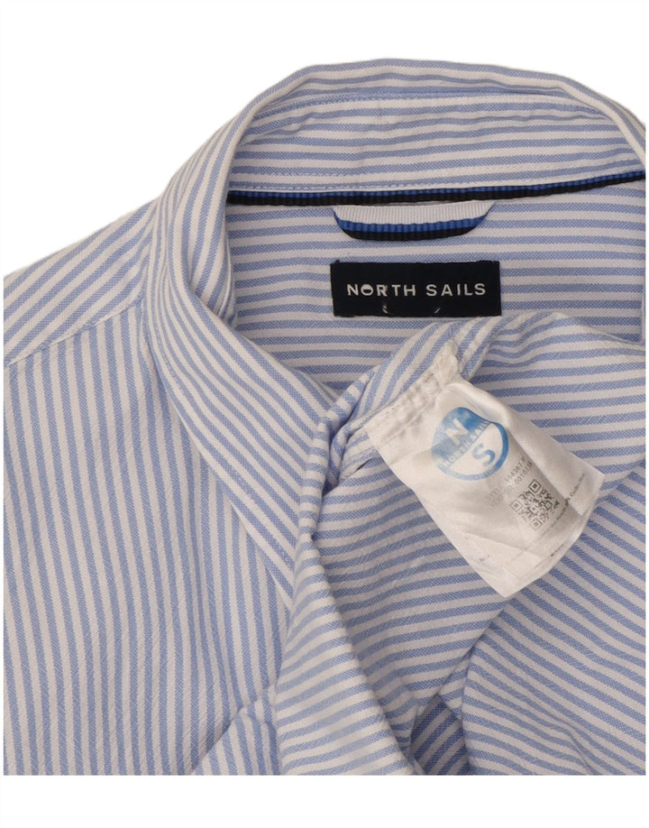 Camisa masculina North Sails pequena listrada azul de algodão
