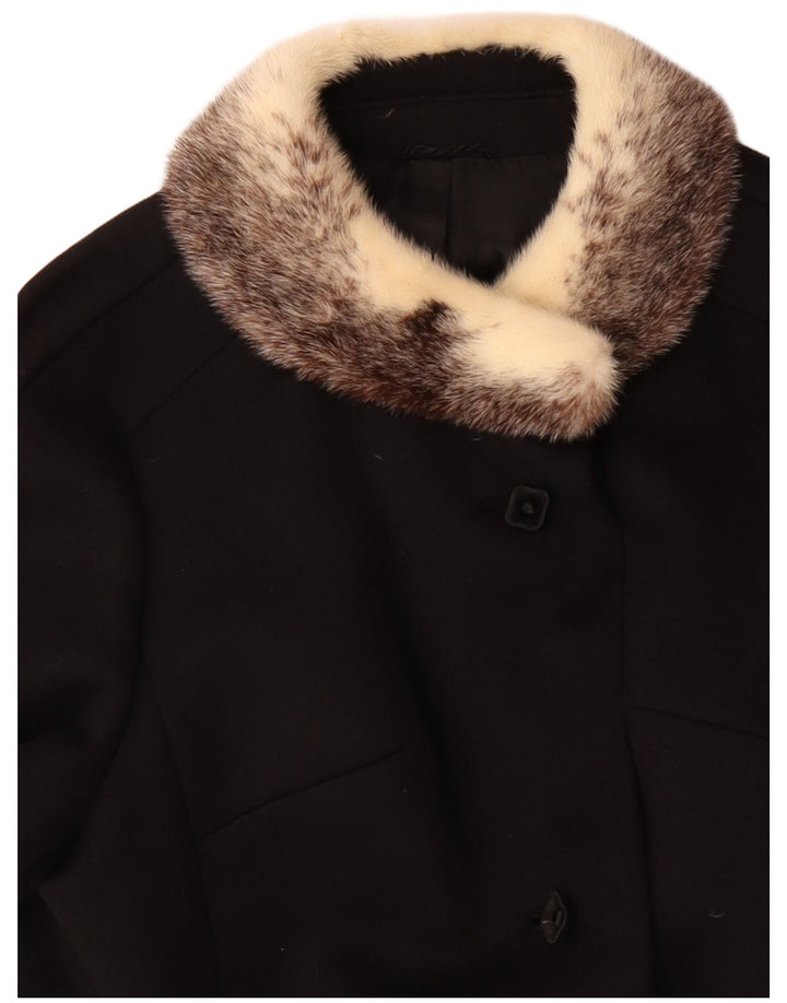 Sobretudo feminino VINTAGE UK 14 grande lã preta