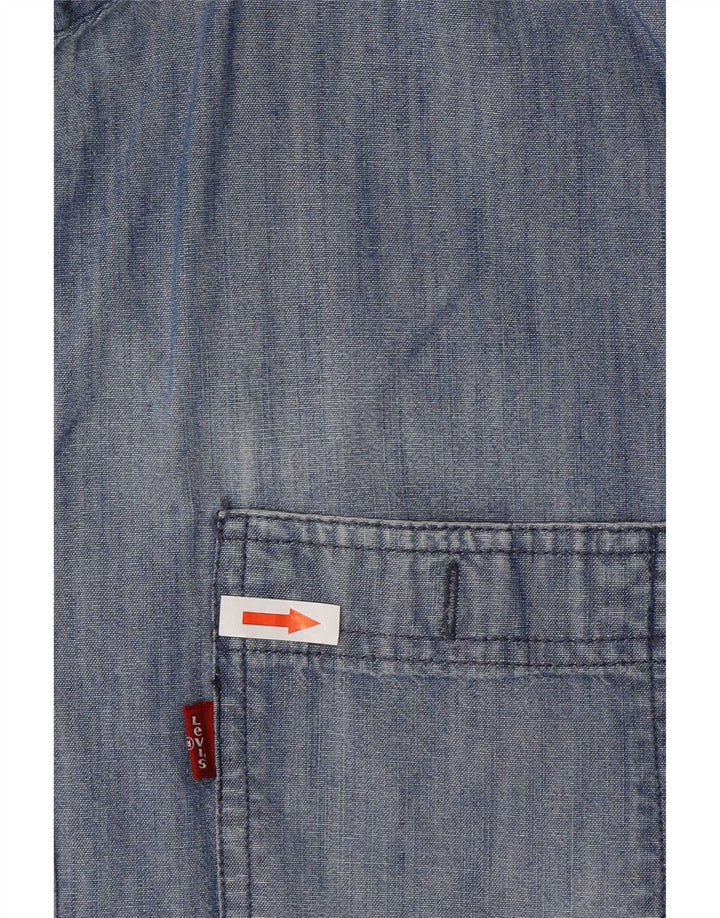 Levi's Camisa jeans masculina grande azul