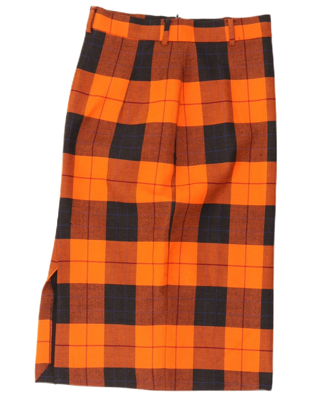 Saia reta feminina vintage W30 xadrez laranja médio