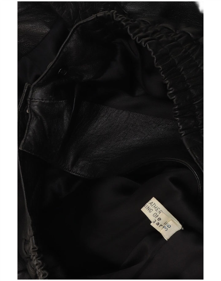 Jaqueta de couro superdimensionada para motociclista, feminina vintage, couro preto pequeno UE 36