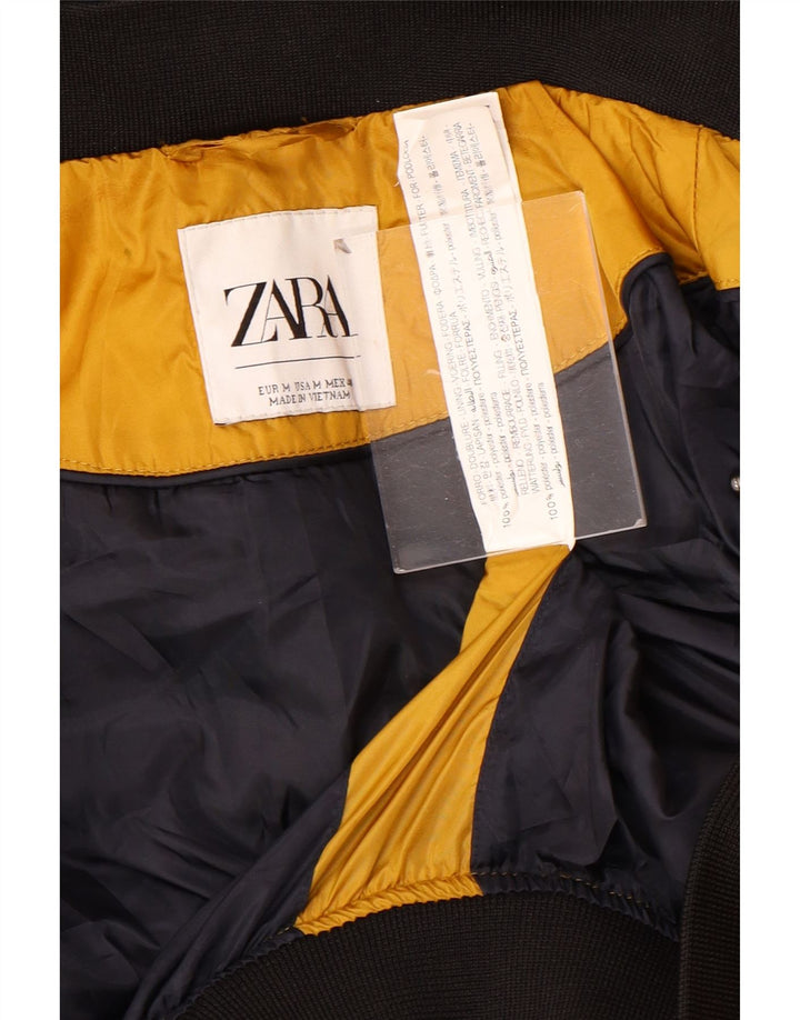 Zara Jaqueta masculina acolchoada com capuz UK 38 Poliéster colorblock amarelo médio