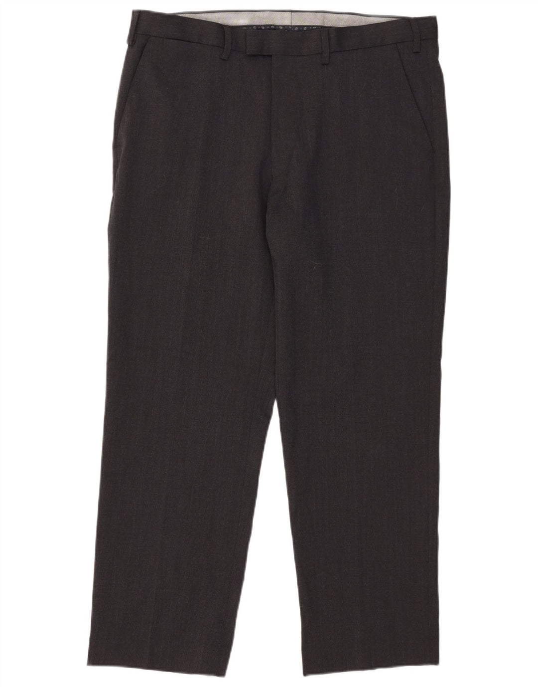Calça masculina de terno regular Marks & Spencer W38 L29 poliéster cinza