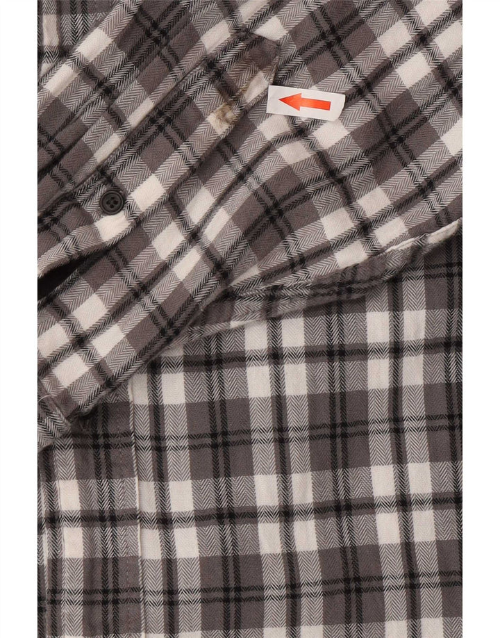Camisa masculina de flanela Chaps XL cinza xadrez algodão