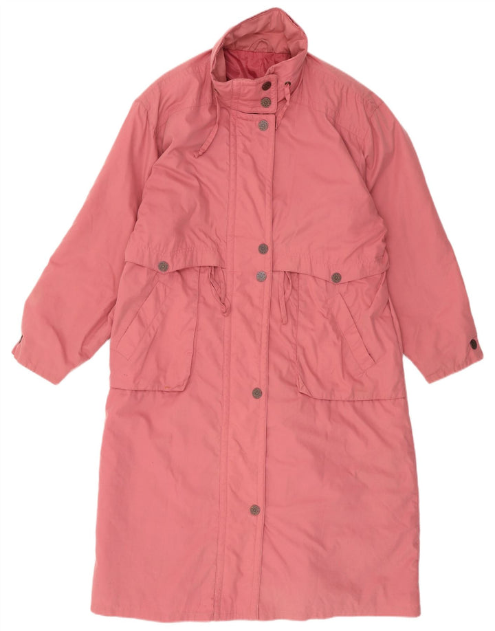 Trench coat feminino VINTAGE de grandes dimensões UK 16 poliéster rosa grande