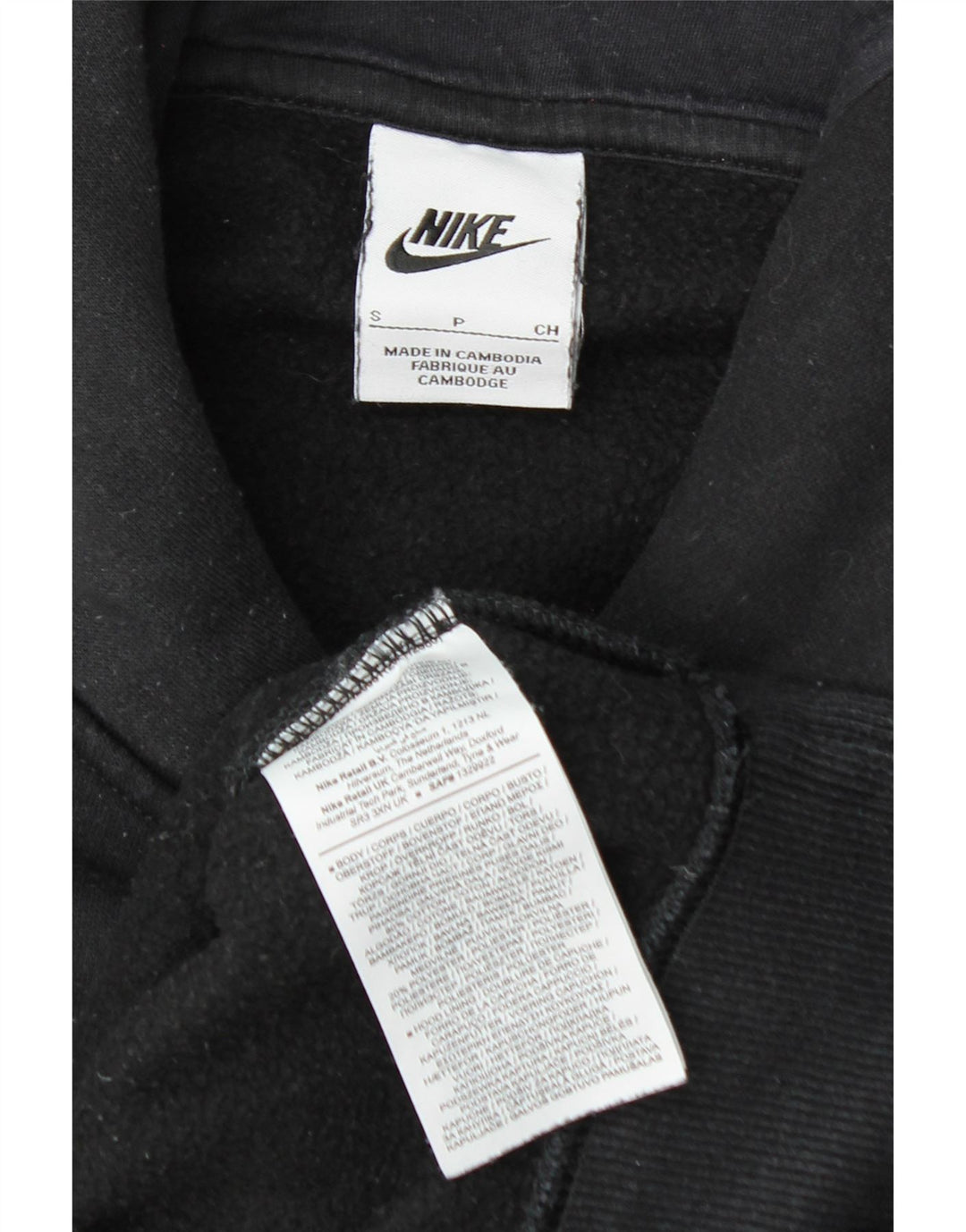 NIKE Womens Oversized Hoodie Jumper UK 10 Pequeno Algodão Preto