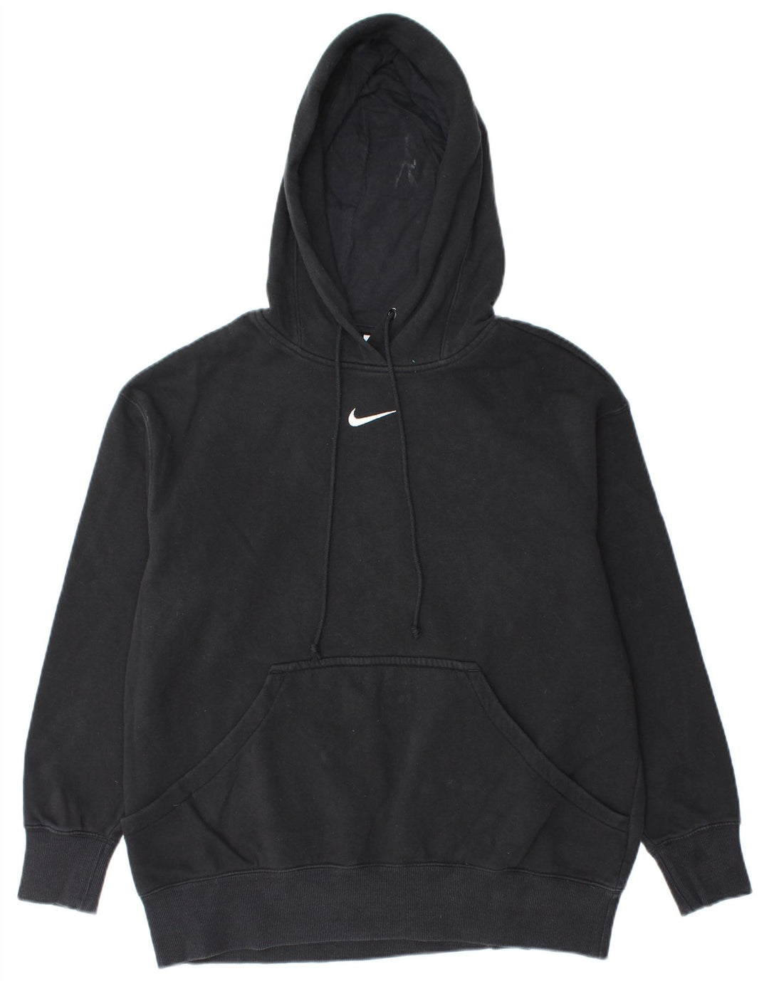 NIKE Womens Oversized Hoodie Jumper UK 10 Pequeno Algodão Preto