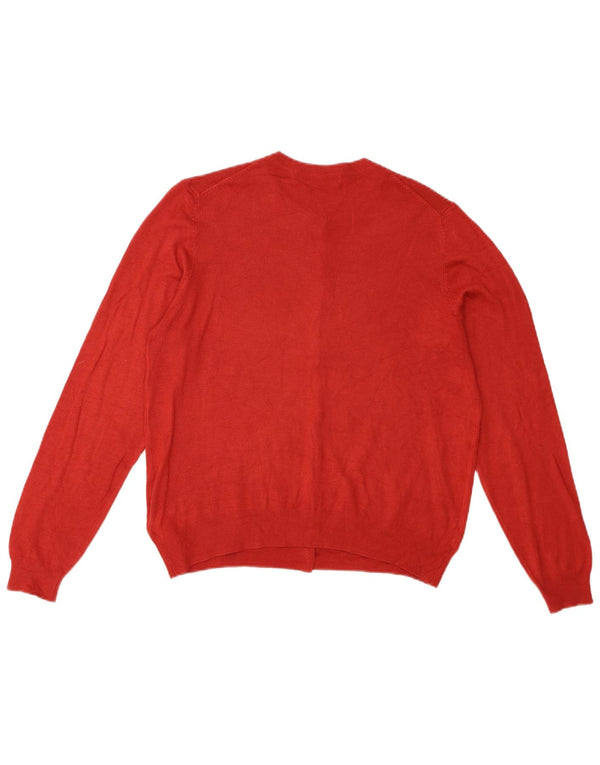 Suéter cardigã feminino Marks & Spencer UK 14 grande viscose vermelha