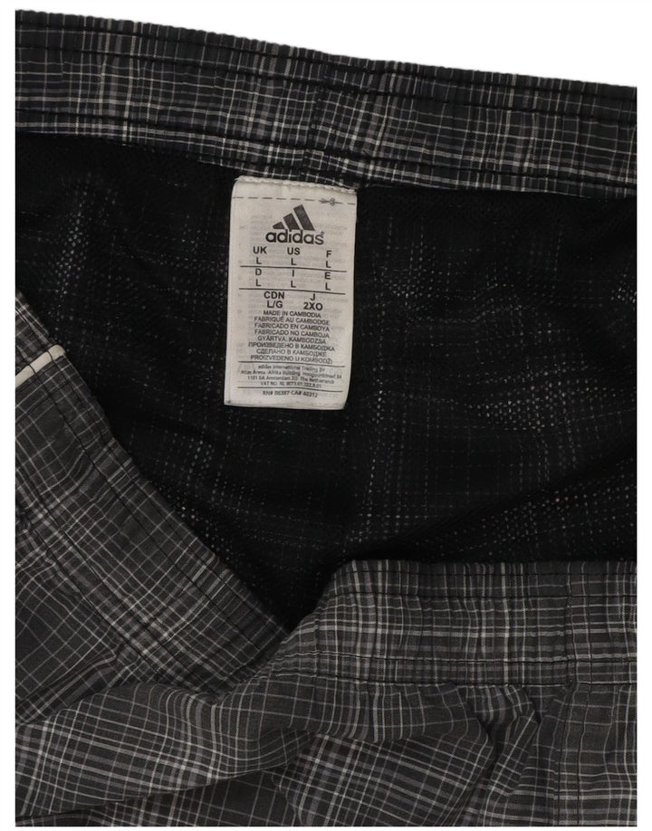 Shorts de banho masculinos ADIDAS grande poliéster xadrez cinza