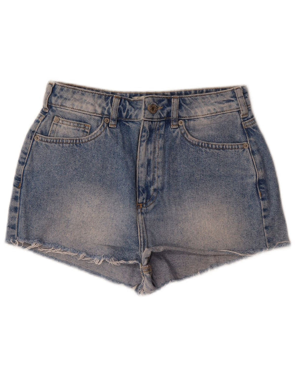 Shorts jeans feminino Salcombe de cintura alta Jack Wills Reino Unido 8 pequeno W28 azul
