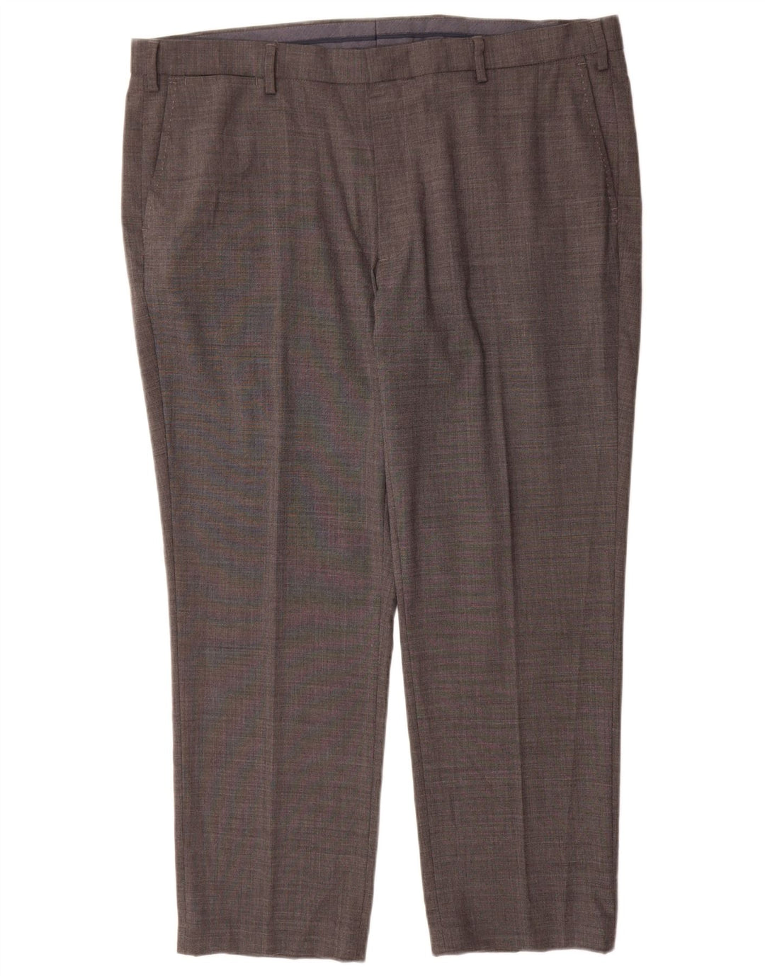 Calça masculina de ajuste regular reto Marks & Spencer W42 L29 lã cinza
